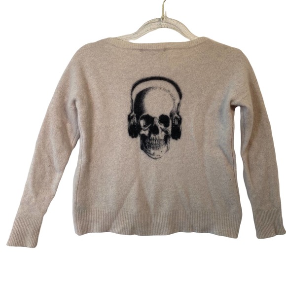 Skull Cashmere Skeleton with Earphones Sweater - Picture 1 of 5